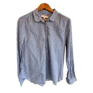 LOFT Floral Blue Patterned Button Down